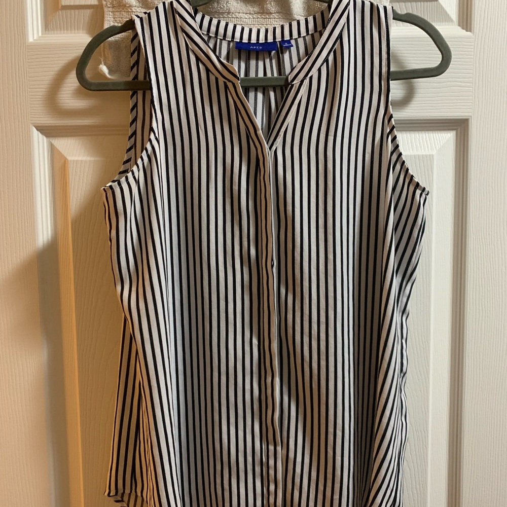 Striped, sleeveless work blouse